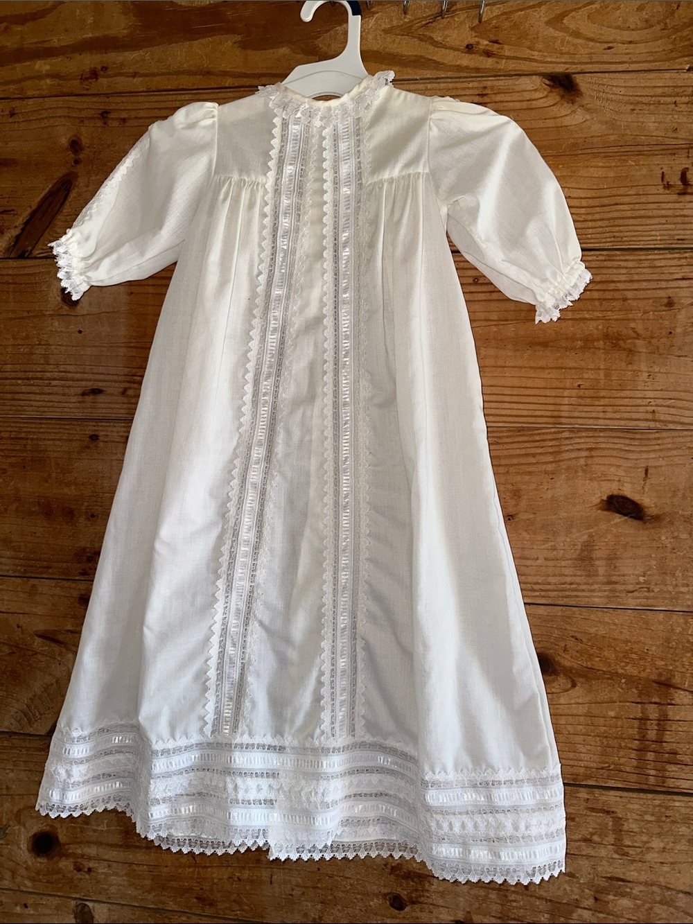 Toddle Tyke White Cream Lace-Trimmed Kids Christening Dress Vintage